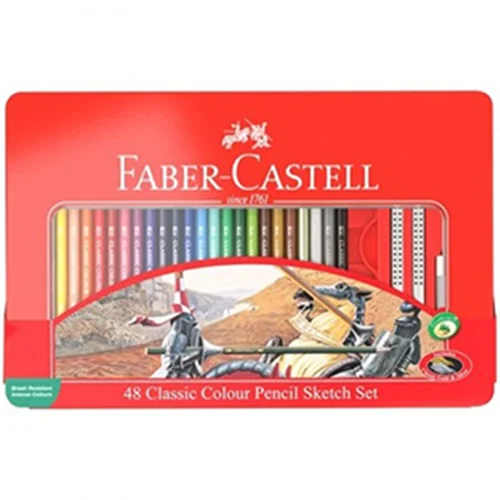 مداد رنگی 48 رنگ فابرکاستل کلاسیک جعبه فلزی