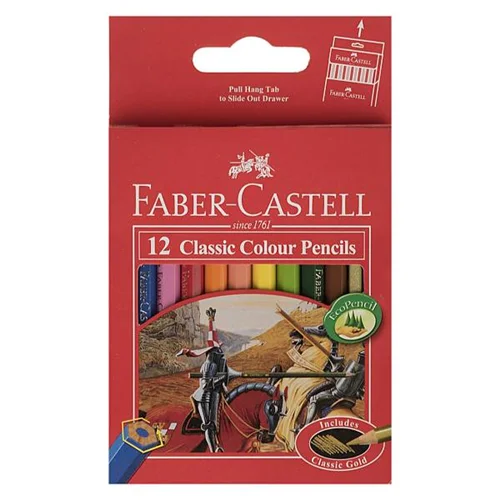 مداد رنگی 12 رنگ کوتاه جعبه مقوایی فابر-کاستل مدل Classic