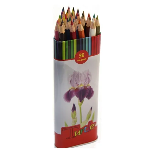 مداد رنگی سه گوش 36 رنگ لاک پشت جعبه فلزی