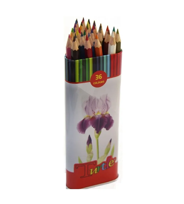 مداد رنگی سه گوش 36 رنگ لاک پشت جعبه فلزی