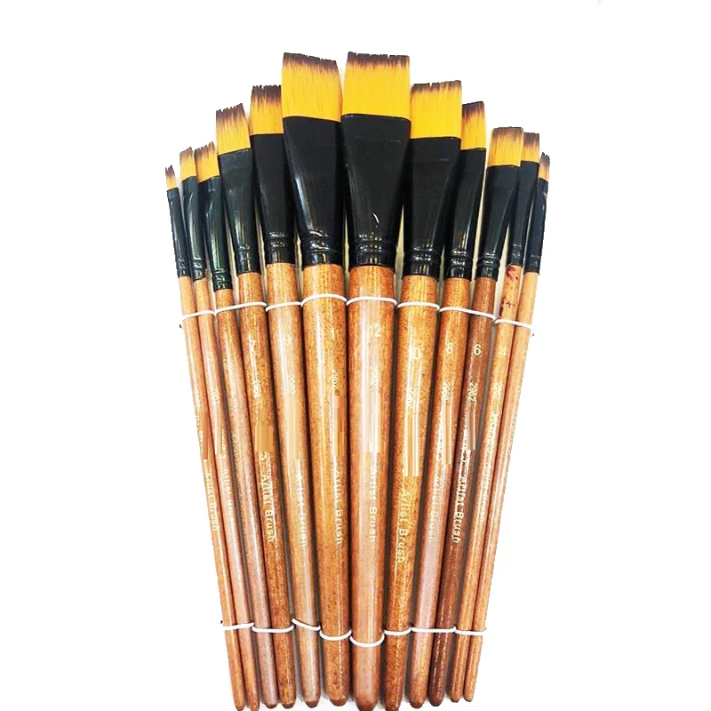 ست قلم موی سر تخت 12 عددی اینچی دسته کوتاه لئوناردو