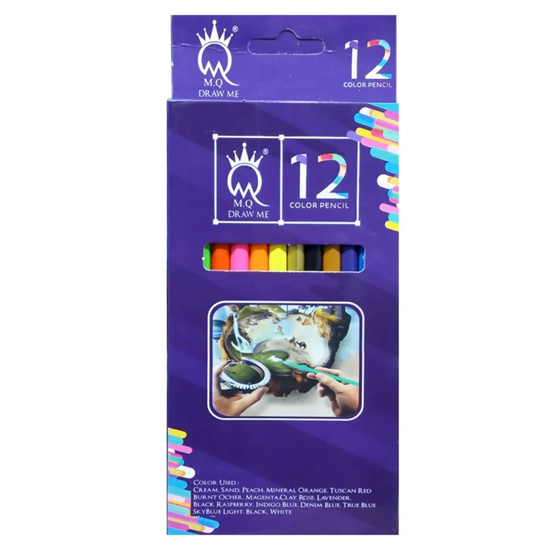 مداد رنگی حرفه ای 12 رنگ ام کیو جعبه مقوایی