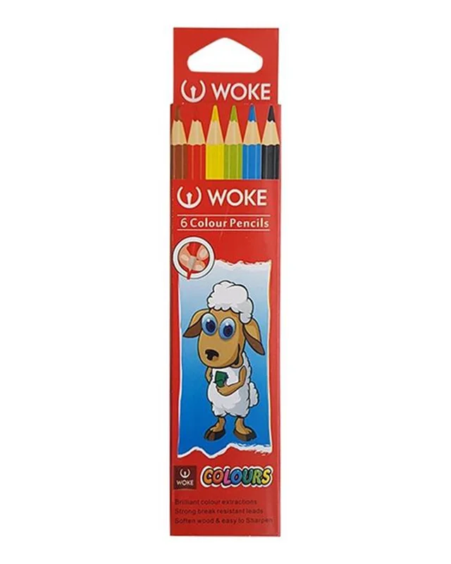 مداد رنگی 6 رنگ جعبه مقوایی ووک