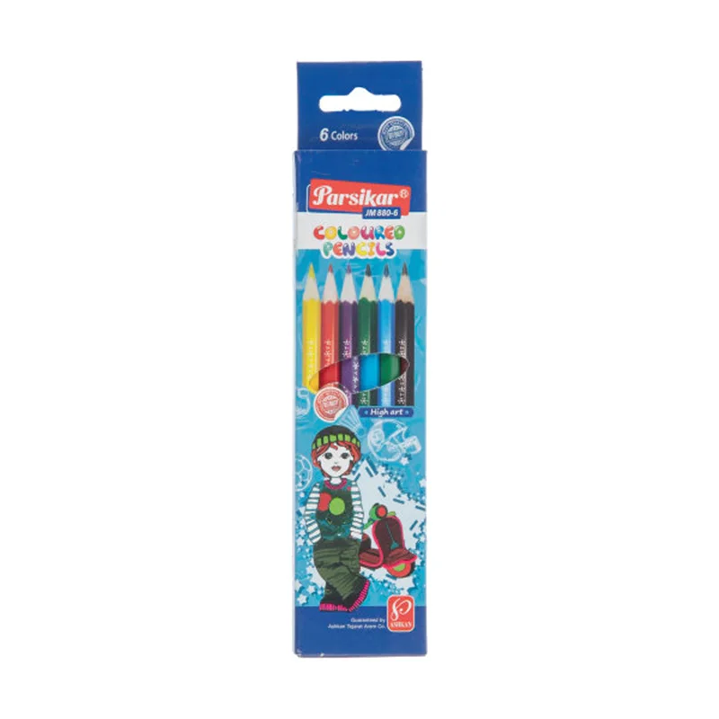 مداد رنگی 6 رنگ پارسیکار جعبه مقوایی