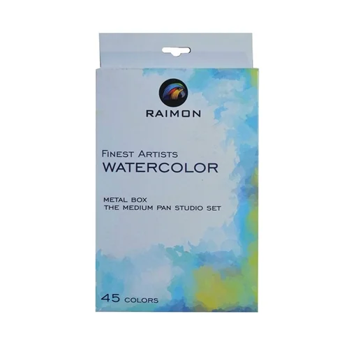 آبرنگ 45 رنگ رایمون جعبه فلزی