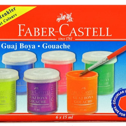 گواش 6 رنگ فلورسنت فابر کاستل guaj boya