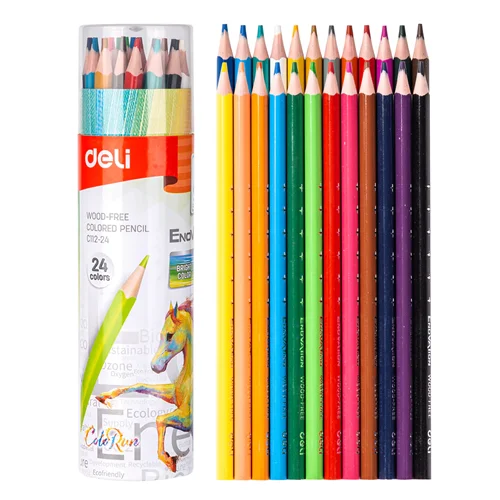 مداد رنگی 24 رنگ دلی جعبه استوانه ای فلزی